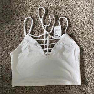 White caged front crop top